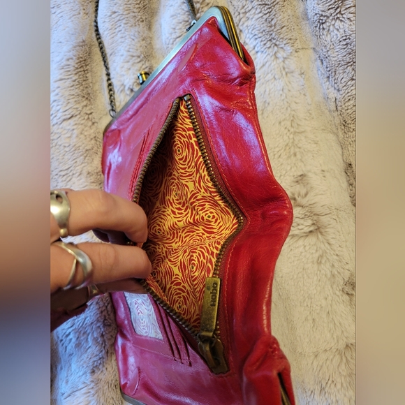 HOBO Red Leather Lauren Clutch Crossbody - Picture 6 of 8